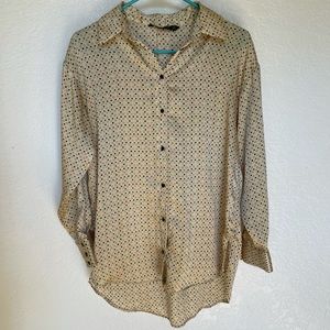 ZARA OVERSIZED | XS | POLKA DOTS SHIRT | BEIGE
